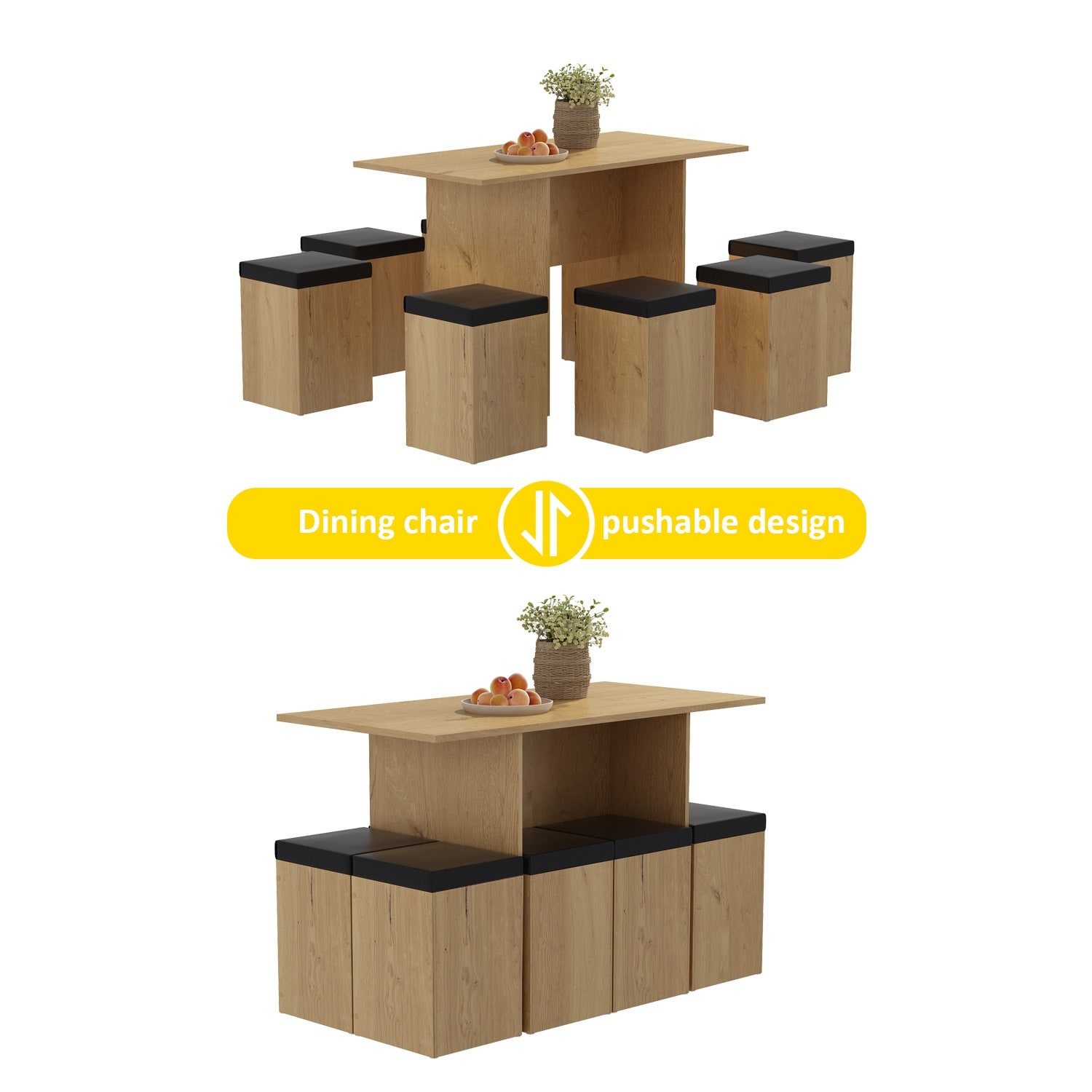 8 piece Baxter Dining Set with Storage Chair Ottomans On Sale
