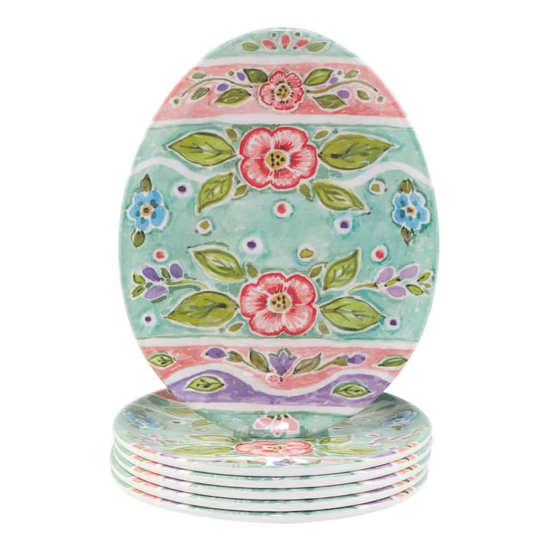Certified International Joy Of Easter Melamine Egg Plates, Set of 6 - 10" x 7.75"