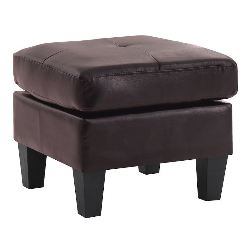 Faux Leather Upholstered Tufted Ottoman - 23" - Dark Brown