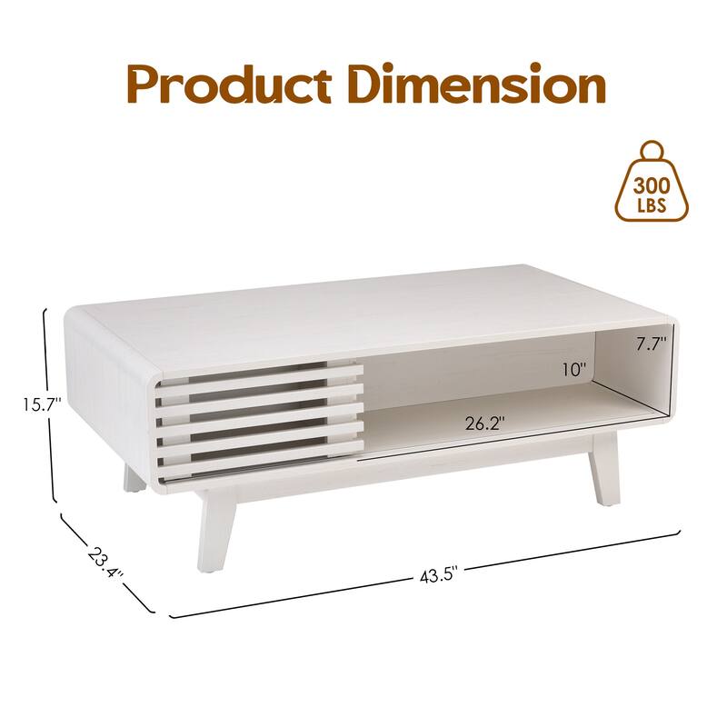 Coffee Table, Living Room Tables, Modern Table with Storage, Mid Century Farmhouse Wood Coffee Table for Living Room