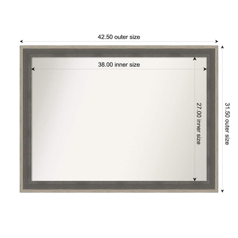 Cottage Non-Beveled Wood Framed Bathroom Vanity Wall Mirror - Cottage Grey Silver - 43 x 32 in