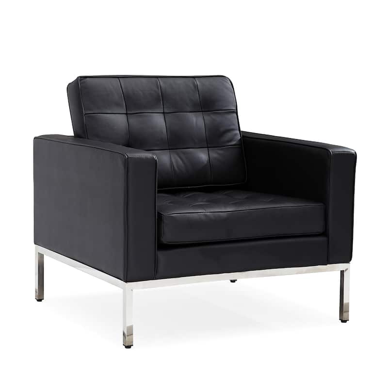 Black Leatherite Nailheads Florence 33''-83''W Multi-seat Sofa