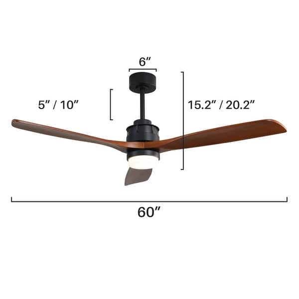 dimension image slide 13 of 14, Sofucor 48/52/56/60 Inch Solid Wood Ceiling Fan with Light and Remote, Reverse Functions, Integrated Light Optional