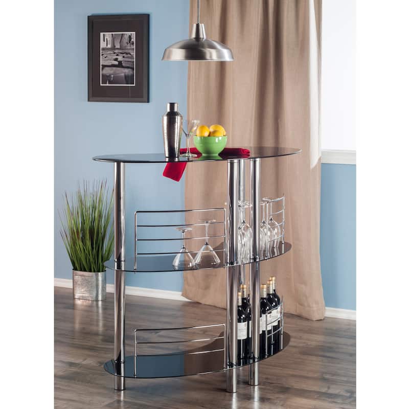 Martini Entertainment Bar, Black and Chrome - 47.05 x 22.64 x 41.81 inches
