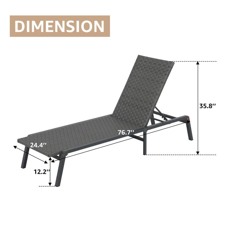 Outdoor Wicker Chaise Lounge Foldable Recliner