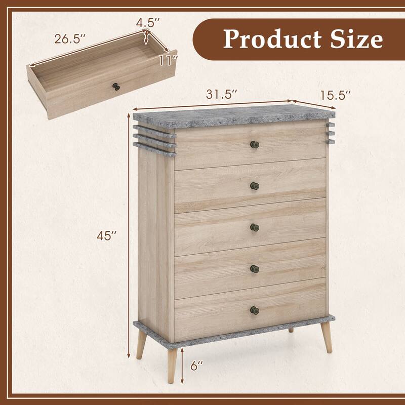 Drawer Storage Cabinet w/Rubber Wood Legs Kit Storage Organizer
