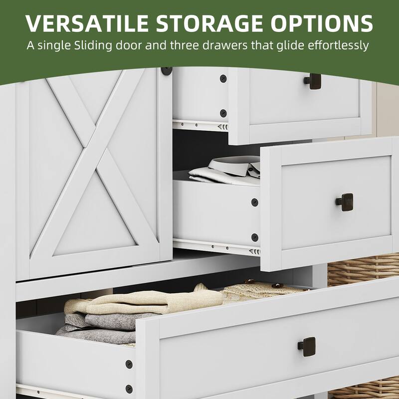 36" Farmhouse Bathroom Vanity Cabinet with Ceramic Sink Set