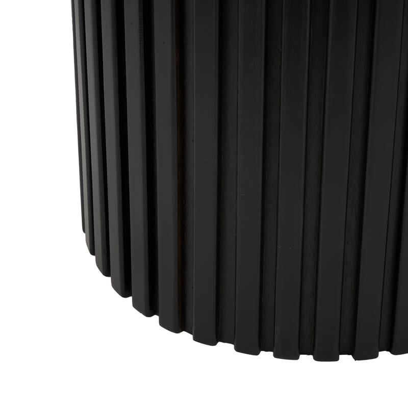 Wood Handmade Ribbed Storage Accent Table with Slatted Base - Brown or Black - Roche River Decor