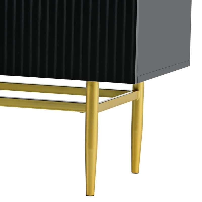 Modern Accent Cabinet with 4 Doors and Adjustable Shelves, Sideboard Buffet Storage Cabinet for Living Room, Entryway