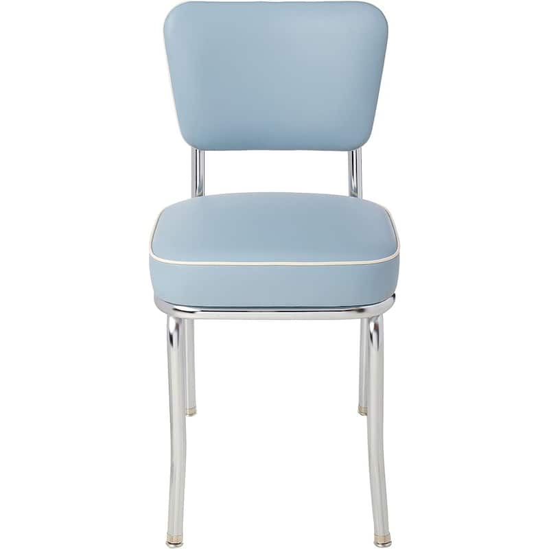 Chrome Diner Chair - Kitchen Dining Chair, Box Seat, Modern Design, Grey Finish, Fully Assembled - 31.5