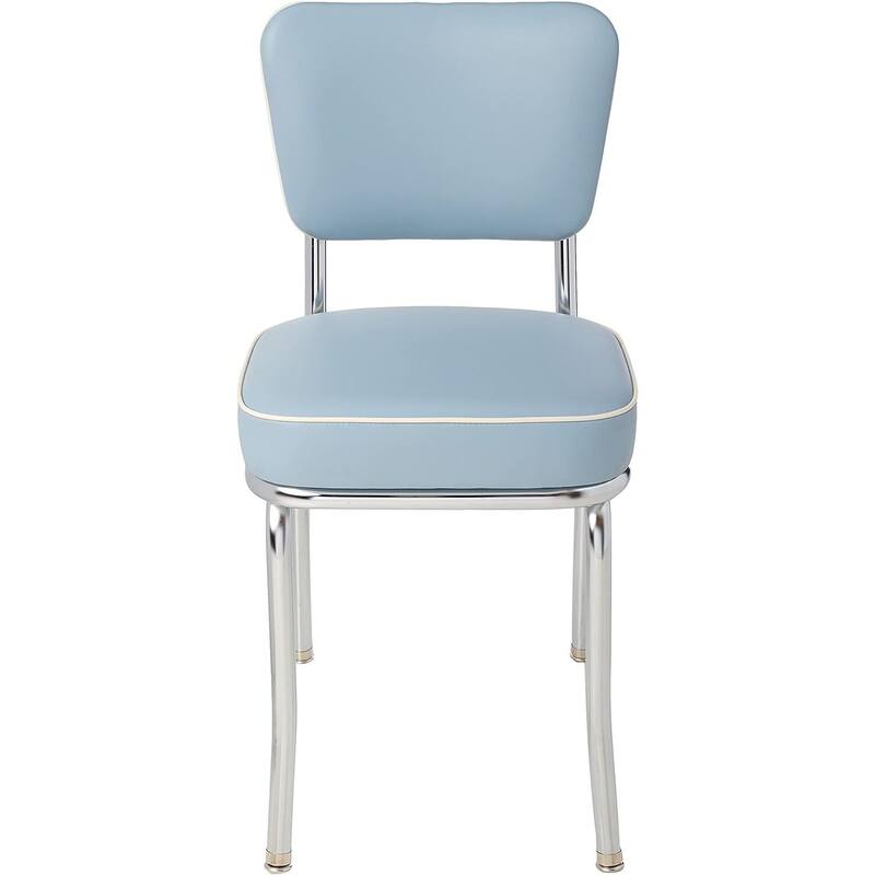 Kitchen Dining Chair - Box Seat, Chrome Frame - Vinyl Seat - 18" Height - 31.5