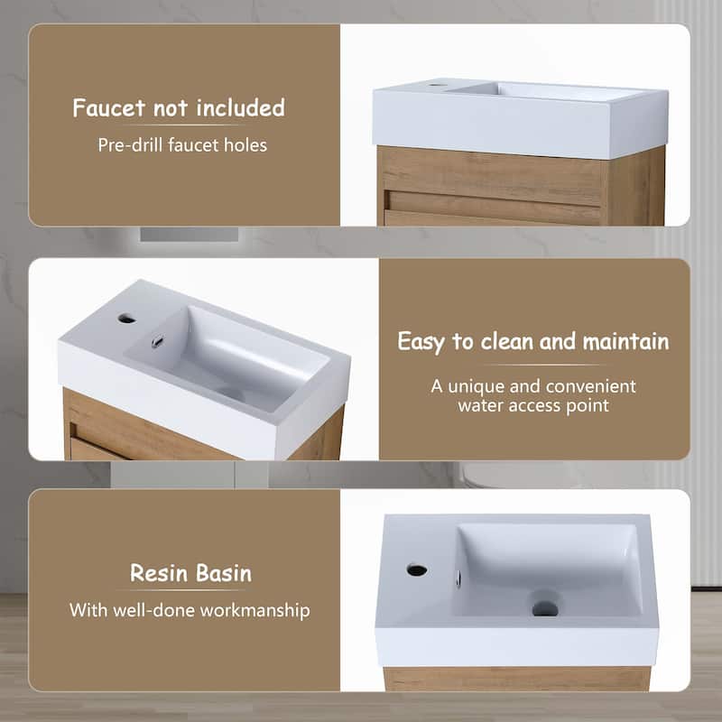 18"Floating Wall-Mounted Bathroom Vanity with White Resin Sink