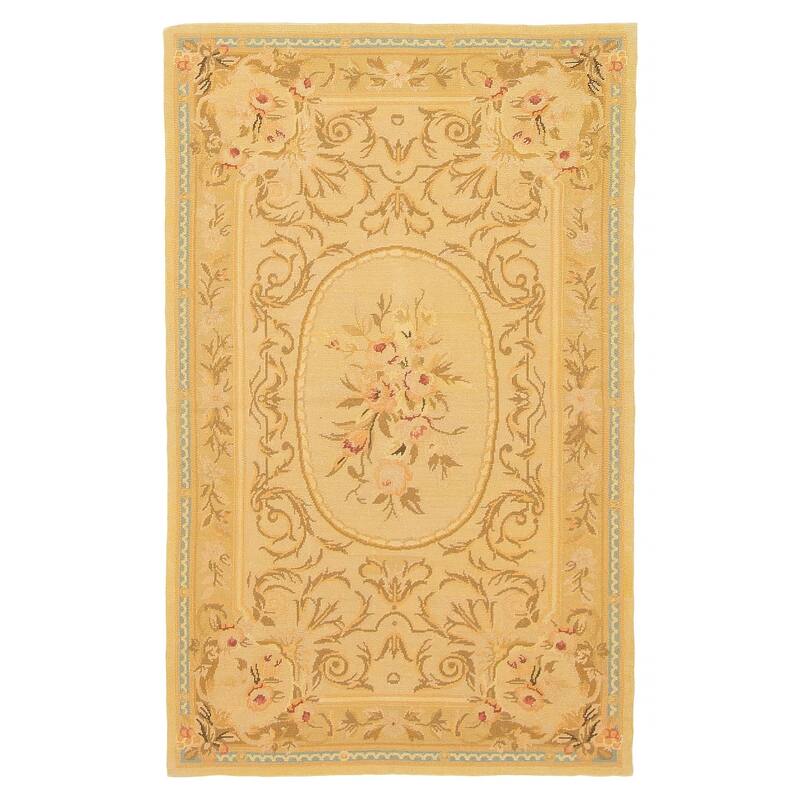 ECARPETGALLERY Flat-Weave Dynasty Khaki Cotton Tapestry Kilim - 2'11 x 4'8 - Khaki - 2'11 x 4'8