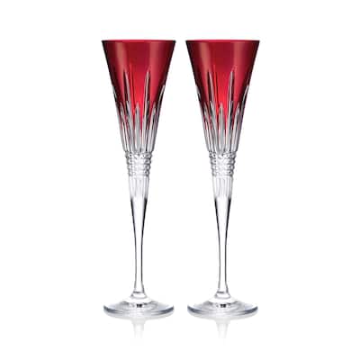 Waterford New Year Celebration Flute Red Set of 2