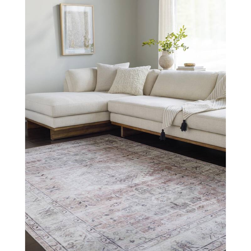 Livabliss Lavable Traditional Medallion Machine Washable Area Rug - Red/Off White - 7' 6" x 9' 5"