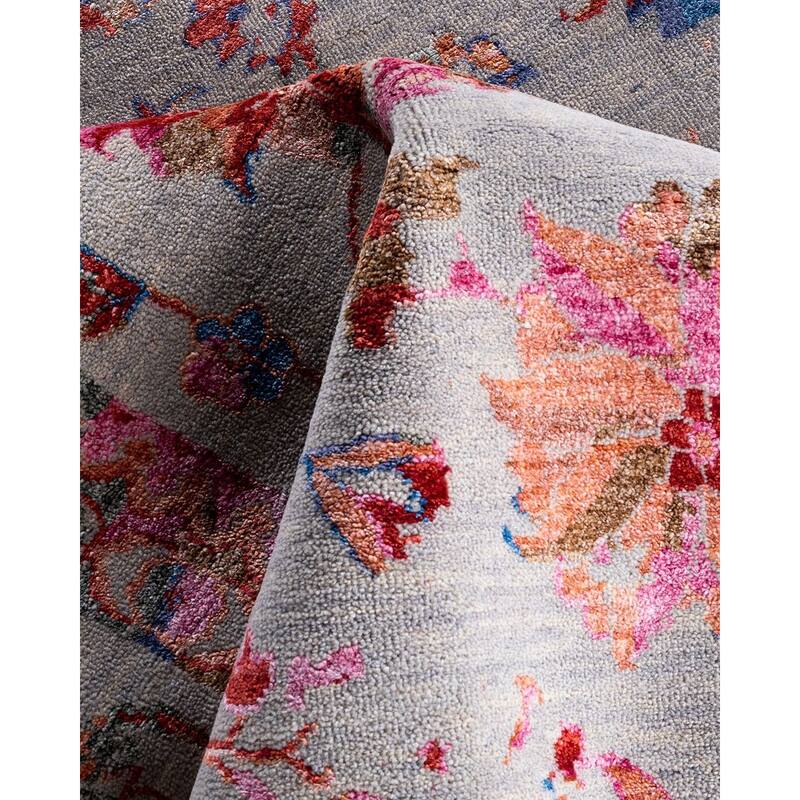 Ikat One-of-a-Kind Hand-Knotted Area Rug, Gray - 9' 3" x 12' 4"