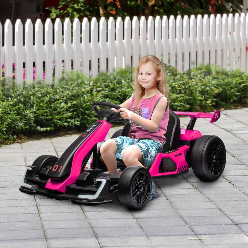 Battery-Powered 24V Go Kart with Music & Lights, Perfect for Ages 6-12