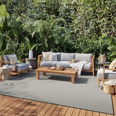 Nourison Courtyard Indoor/Outdoor Modern Geometric Area Rug