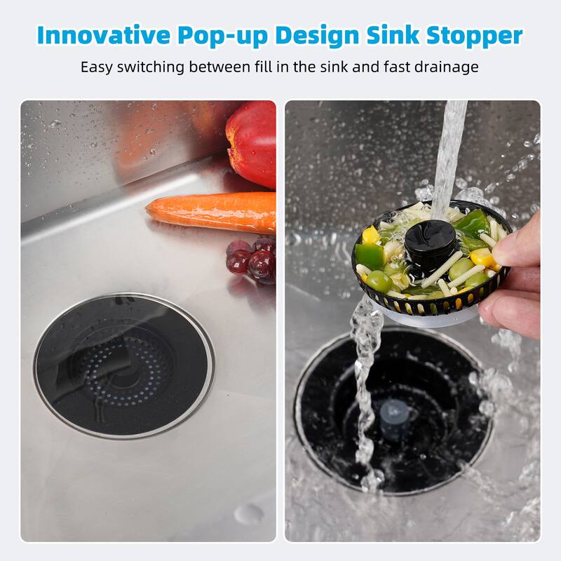 2 Pack Metal 3 in 1 Kitchen Sink Drain Strainer for US 3-1/2" Drain