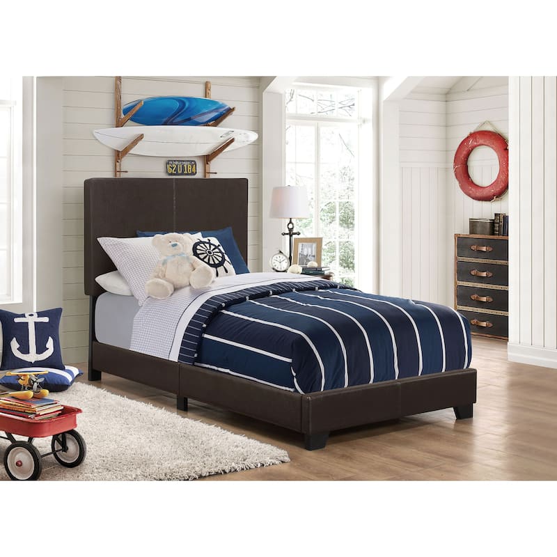 Dorian Transitional Leatherette Upholstered Panel Bed Brown
