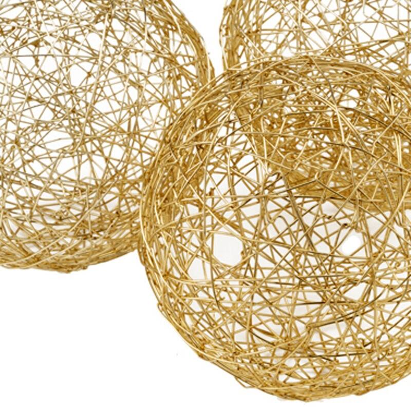 HomeRoots Set of Three Gold Aluminum Decorative Orbs - 4' X '4' X '4