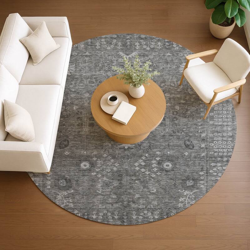 Machine Washable Indoor/ Outdoor Traditional Classic Chantille Rug