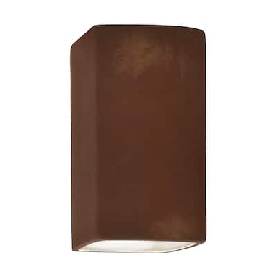 Justice Design Ambiance - Small Rectangle Wall Sconce - Closed Top - Replaceable Bulb