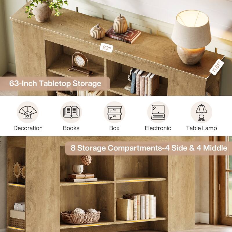 63" Console Table with Storage, Heavy Duty Wooden Entryway Sofa Table