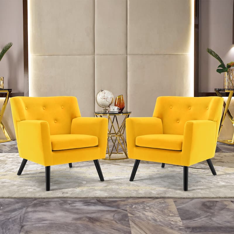 Velvet Upholstered Armchair Tufted Accent Chair, Set of 2 - 30.71"H x 28.35" W x 27.56"D