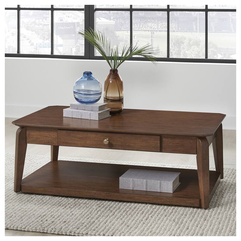 Signature Design by Ashley Trenmour Brown Coffee Table - 50"W x 28"D x 18"H - 50"W x 28"D x 18"H - Brown - Wood/MDF