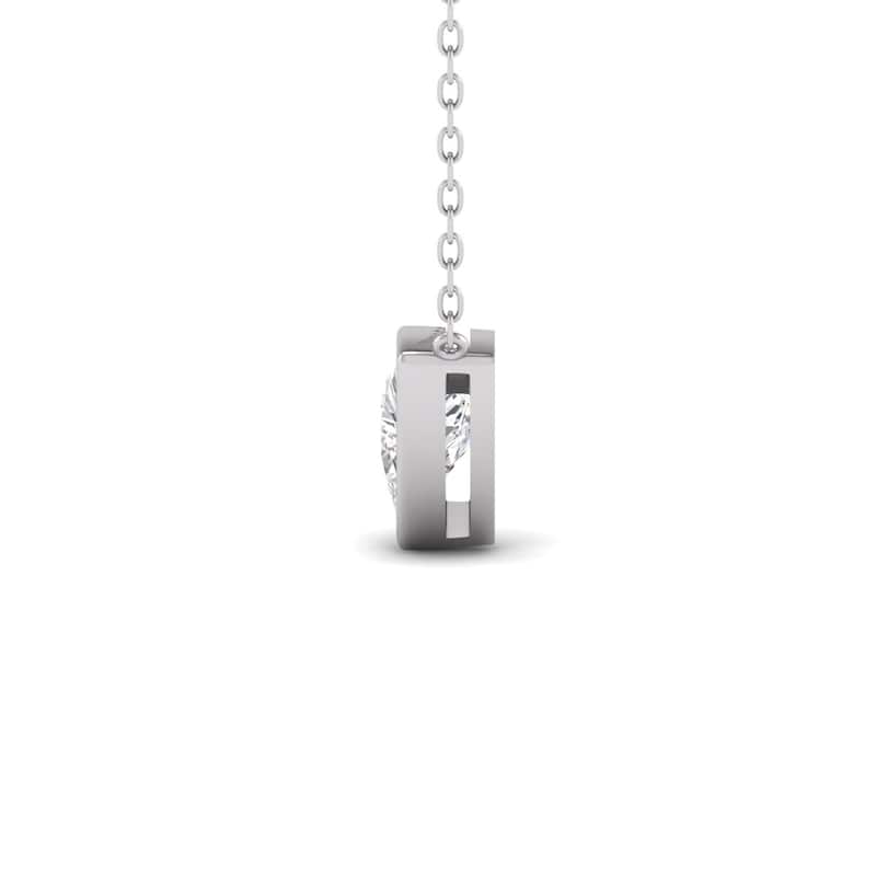 Marquee Lab Grown 1/2 Carat Trillion Shaped Bezel Set Diamond Solitaire Pendant in 14K White Gold