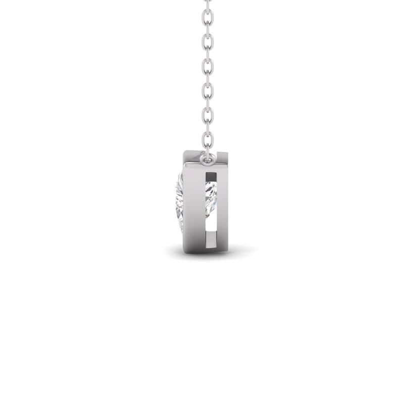 Marquee Lab Grown 1 Carat Trillion Shaped Bezel Set Diamond Solitaire Pendant in 14K White Gold