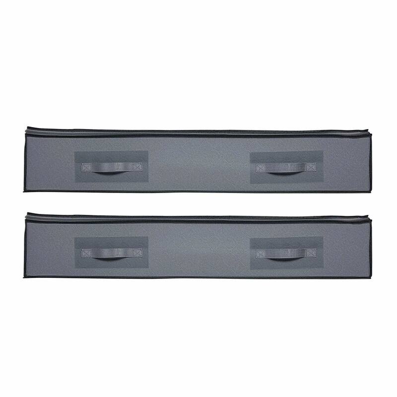 Grey Fabric Under-Bed Storage Bag 90L Foldable with Double Zipper and PVC Top 6 Pack - 39.2 x 19.7 x 7.1 inch