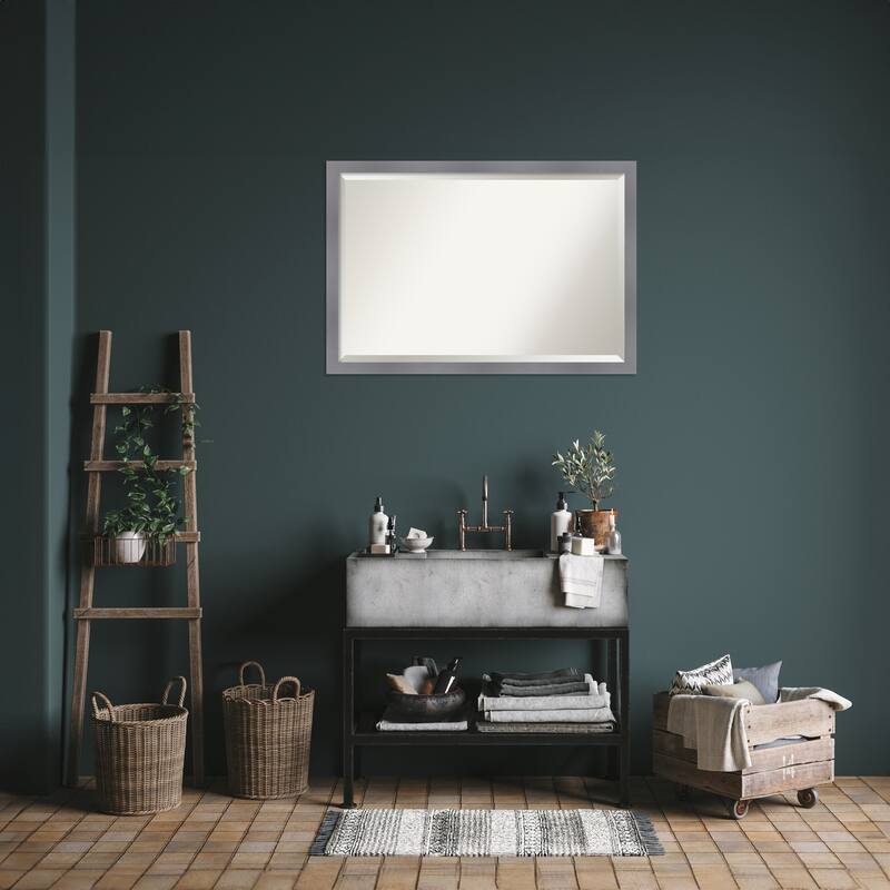 Edwin Beveled Wood Framed Bathroom Vanity Wall Mirror