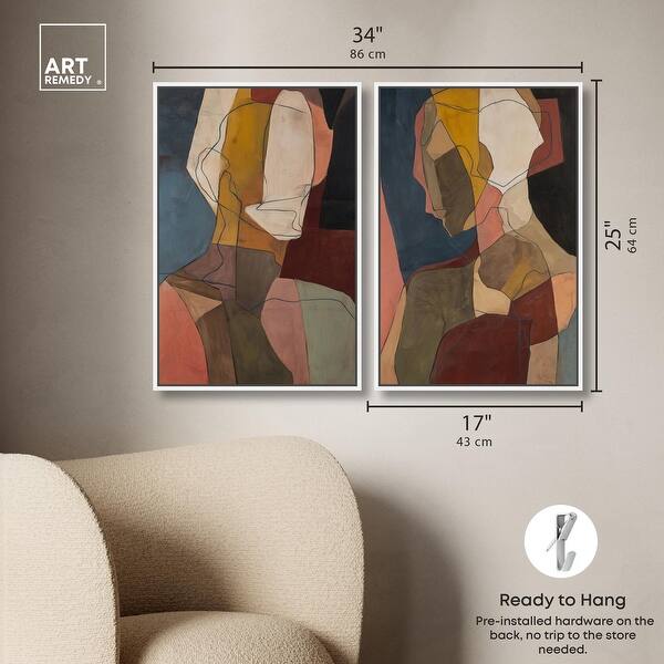 dimension image slide 10 of 24, Contemplation Dialogue Abstract Art Set Canvas Print by Art Remedy