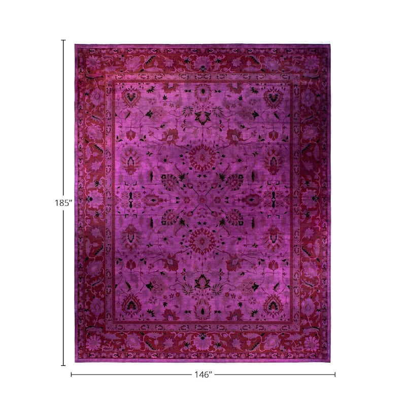 Overton Handknotted Wool Vintage Inspired Contemporary Overdyed Purple Area Rug - 15' 5" x 12' 2"