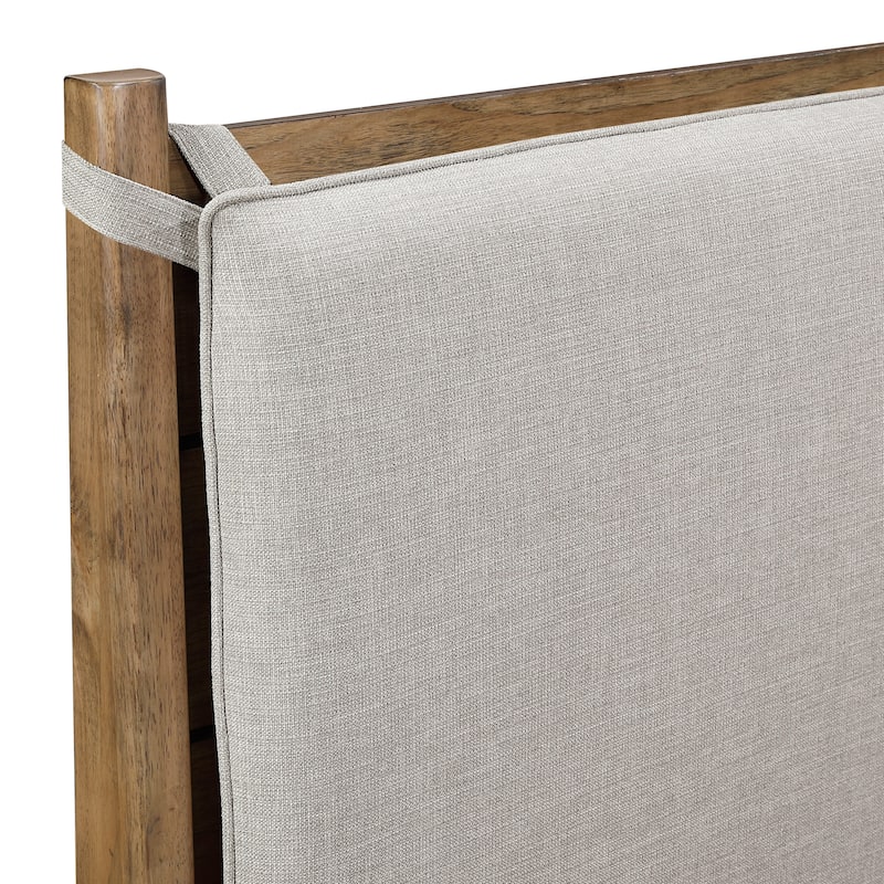 Brown Platform Bed 1pc Removable Headboard Cushion