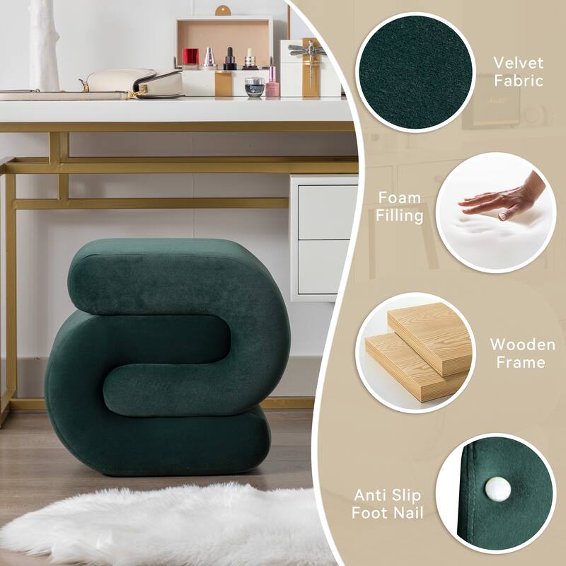 Modern S-shape Ottoman Makeup Stool Footstool for Living Room,Bedroom