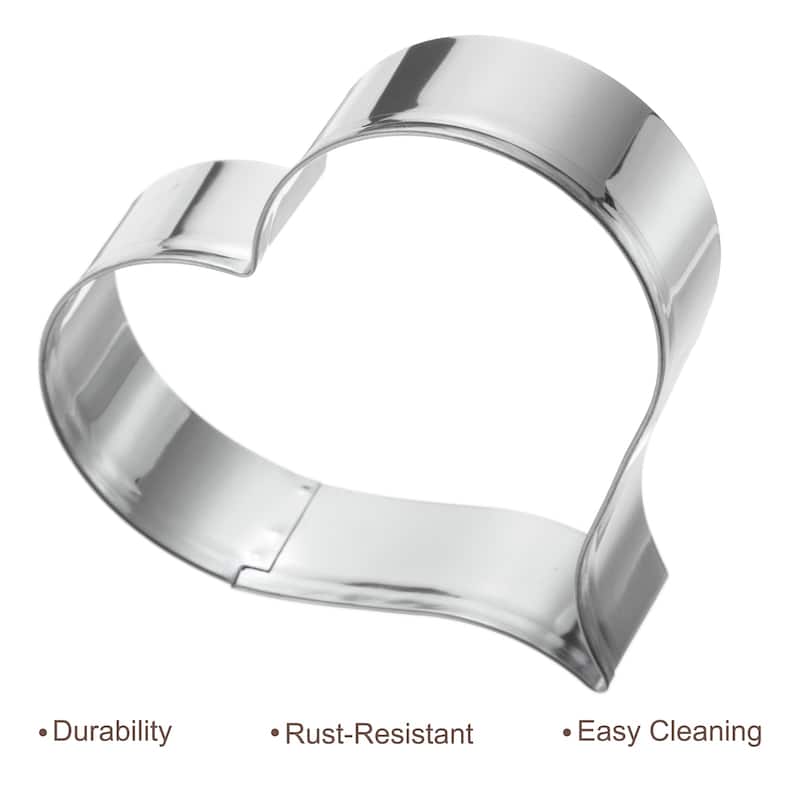 7pcs Stainless Steel Heart Cookie Cutters Fondant Biscuit Cutters - Silver