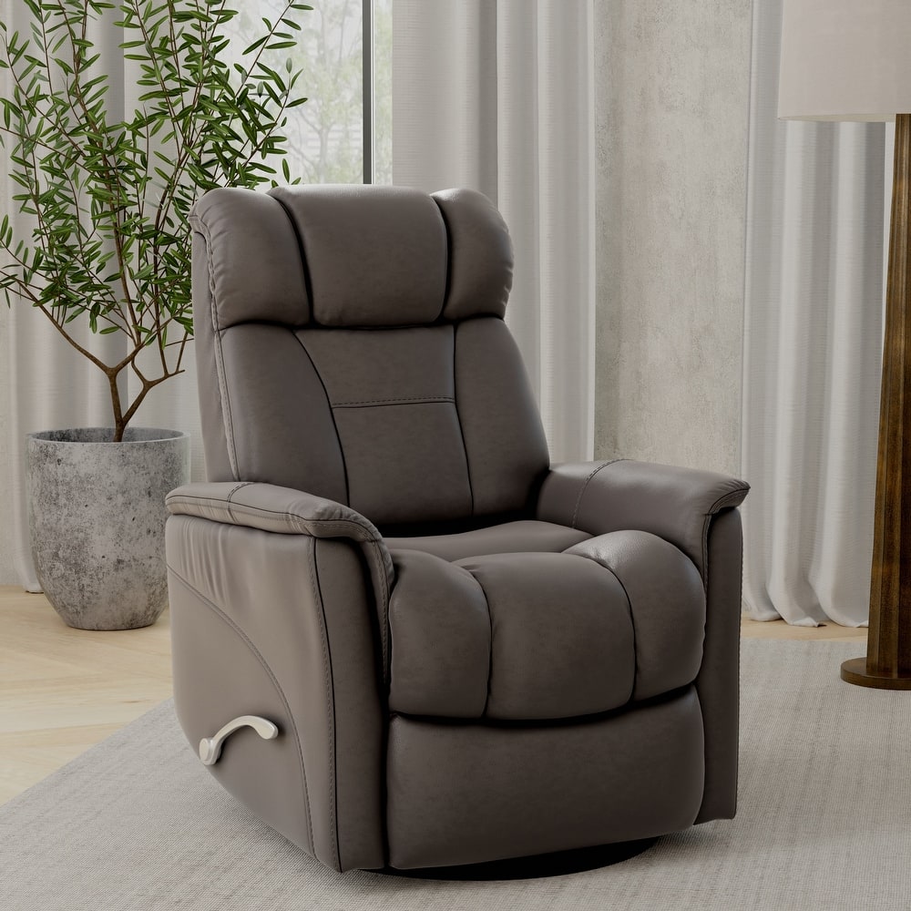 Swivel Glider Recliner With Manual Adjustable Headrest & Footrest In Oslo Pecan