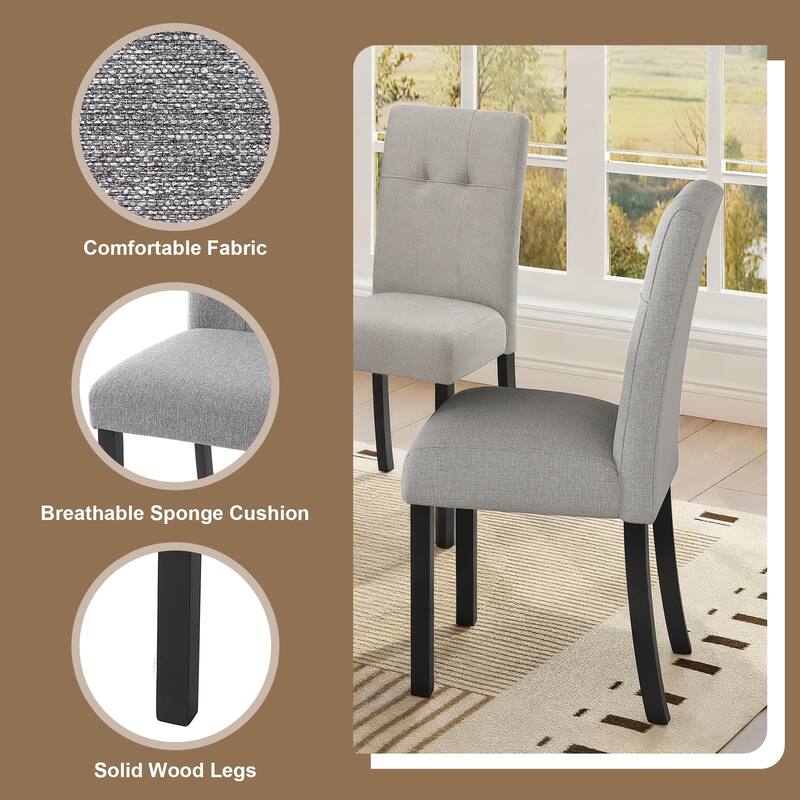 6 Pcs Wooden Dining Table Set, Faux Marble Dining Table with 4 Chairs & 1 Bench, Kitchen Dining Table & Chair Set for 6 Persons