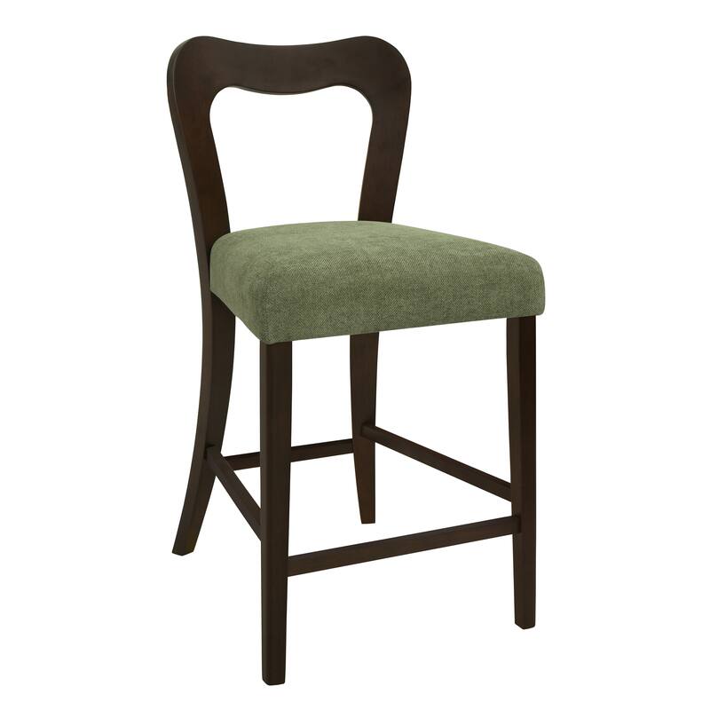 Roomfitters Counter Stool Set of 2, Modern Kitchen Bar Stool with Upholstered Seat and Wood Frame