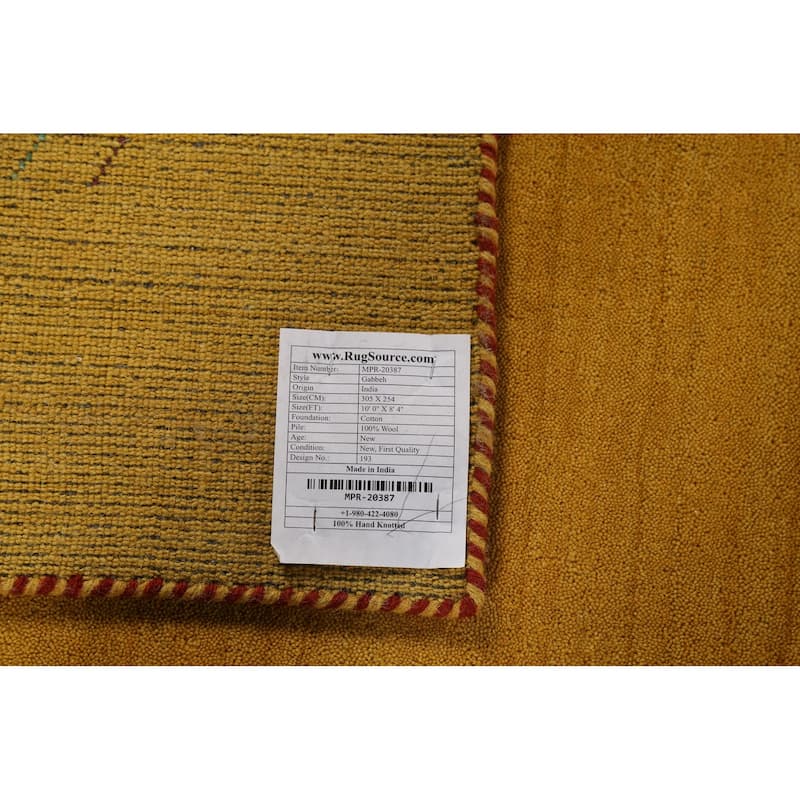 Tribal Yellow Gabbeh Indian Rug Hand-Knotted Oriental Wool Carpet - 8'4"x 10'0"
