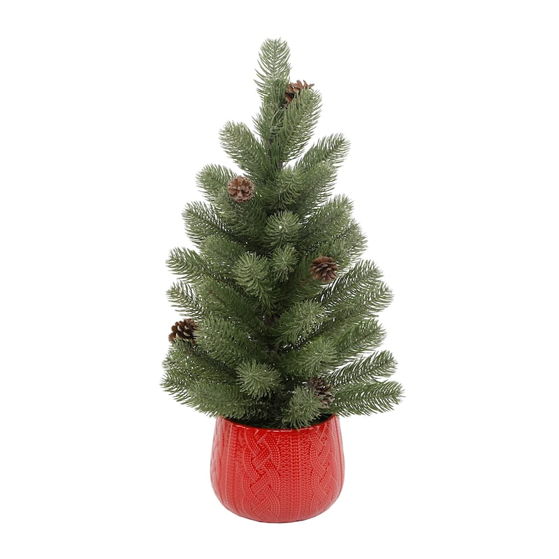24"H Tabletop Xmas Tree in Sweater Ceramic Pot