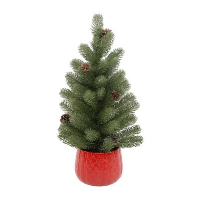 24"H Tabletop Xmas Tree in Sweater Ceramic Pot