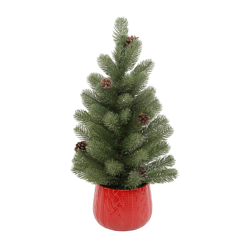 24"H Tabletop Xmas Tree in Sweater Ceramic Pot