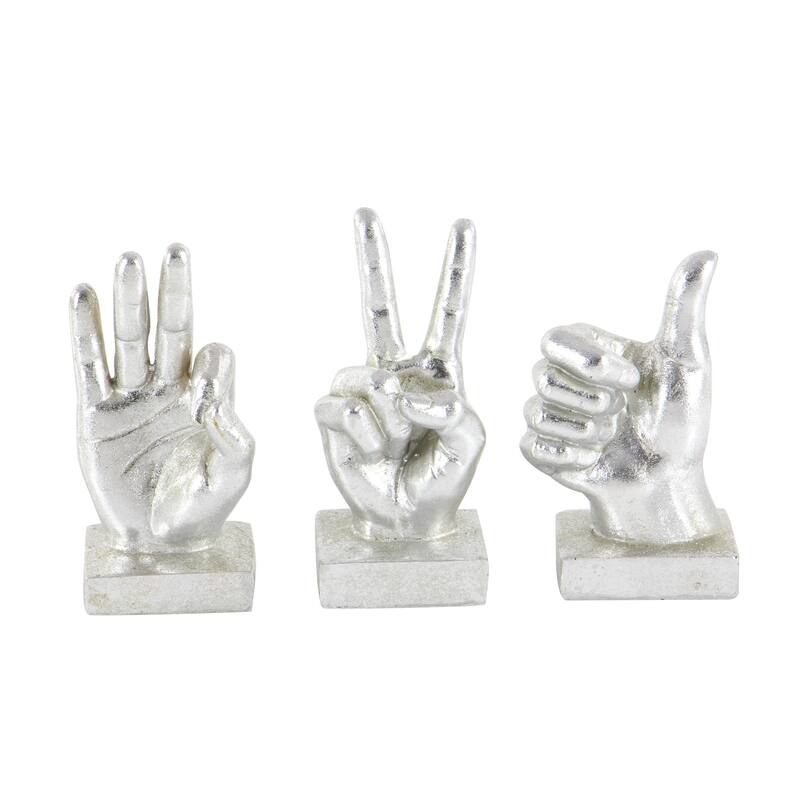 CosmoLiving by Cosmopolitan Gold or Silver Polystone Hands Decorative Sculpture (Set of 3)