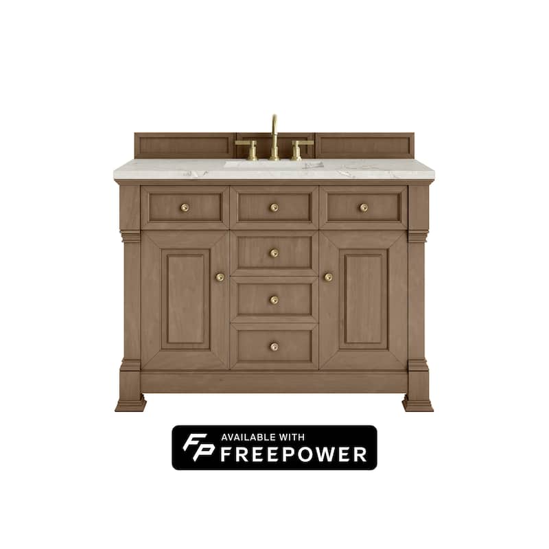 Brookfield 48" Single Vanity, Pecan w/FreePower Wireless Charger