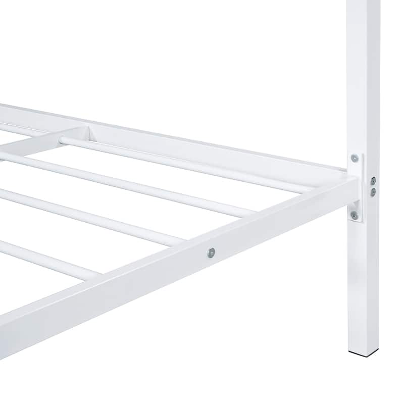 Twin Size Metal Platform Bed with House Design and 2 Storage Drawers