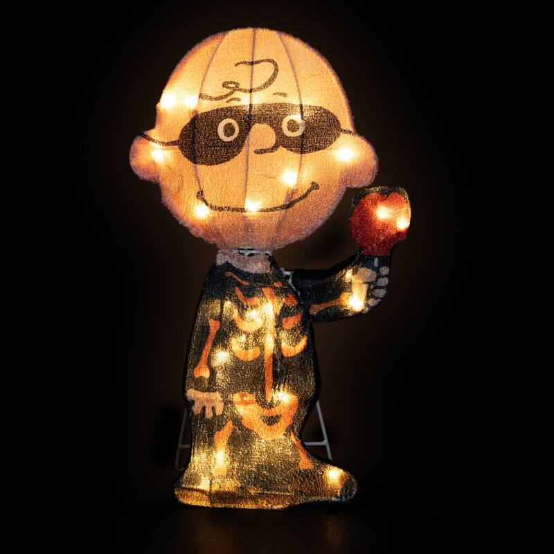 LED Lighted Charlie Brown Bones Outdoor Halloween Yard Decoration - 18"